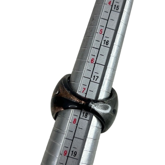 Black Silver Gold Glass Ring Black Silver Gold - Picture 5 of 7